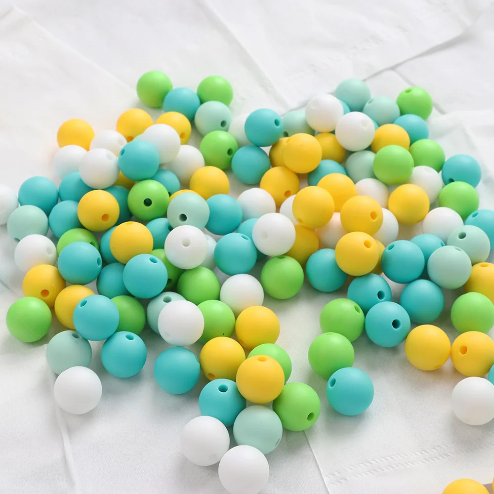 TYRY.HU 30pc Silicone Beads 15mm Pastel Yellow Teether Bead DIY Chew Necklace Charms Pacifier Clip Bead