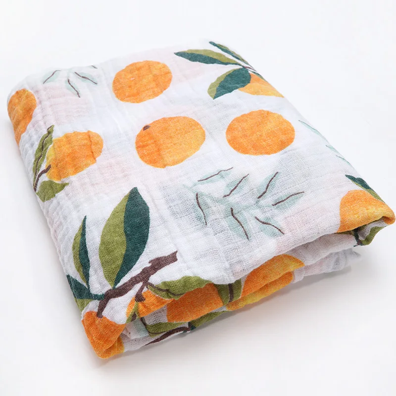 Orange Хлопковое детское одеяло для новорожденных, для фотосессии, с принтом, Infantil, для маленьких мальчиков и девочек, для сна, пеленание, подгузники из муслина, Детские аксессуары - Цвет: Orange