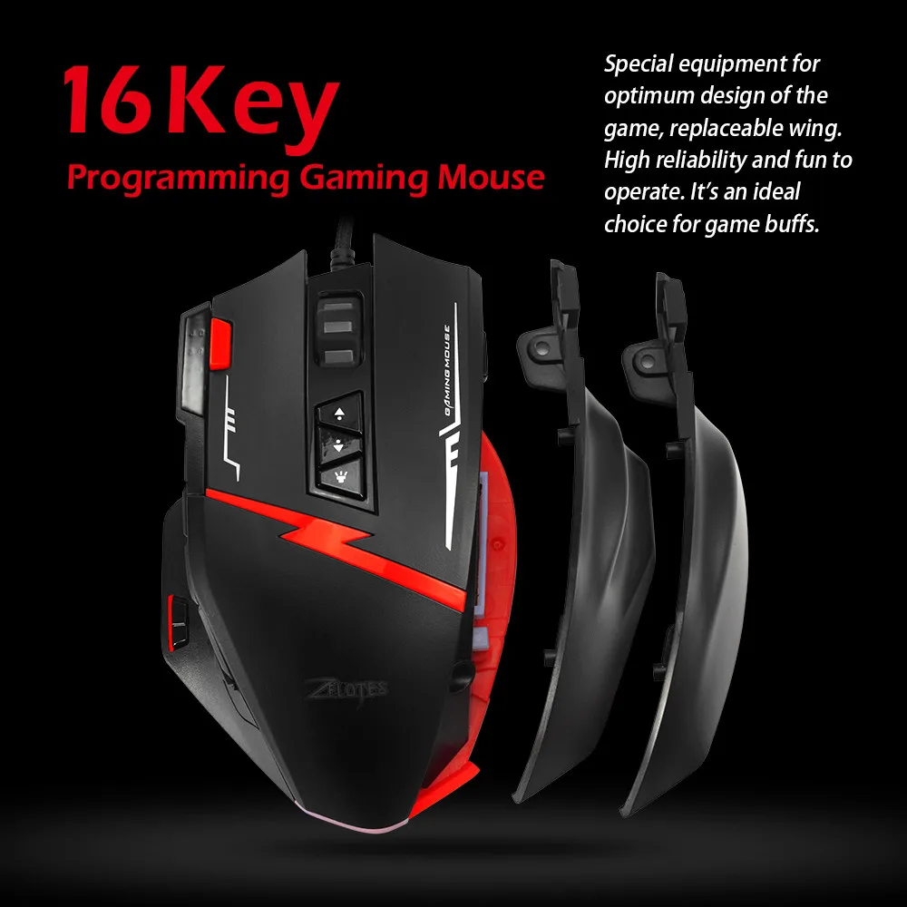 Zelotes C15 игровая мышь 7000 dpi 13 программируемых кнопок вес настройки Cartri компьютерная мышь геймер мыши Компьютерные для ноутбука 0208#3