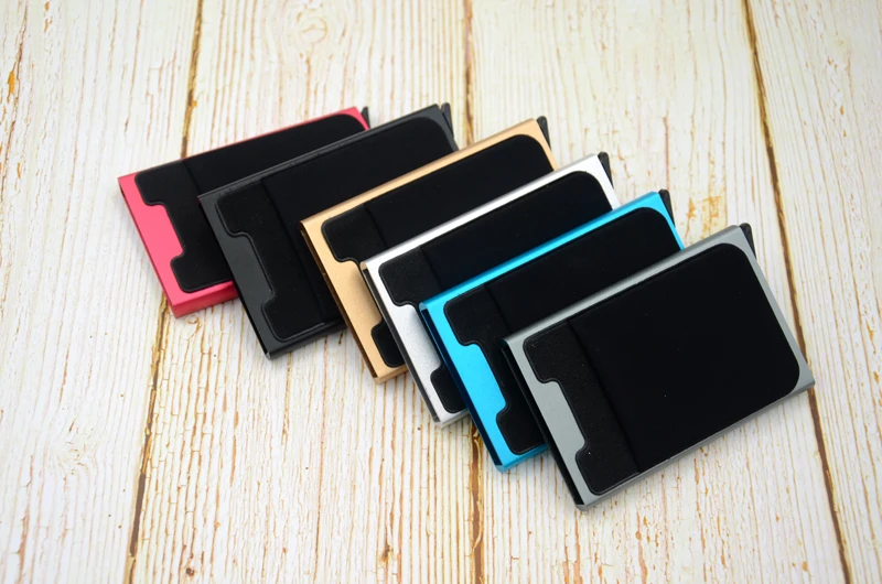BONAMIE Hot! Credit Card Holder Case Aluminum Wallet With Elasticity Back Pocket RFID Thin Metal Wallet Business ID Card Holder