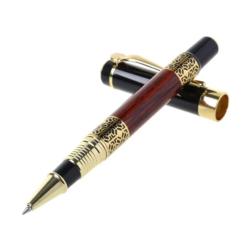 

1Pc Luxury Metal Ballpoint Pen Imitation Wood Emboss Pattern Rollerball Pen Office School Stationery Hot Rollerball Pen