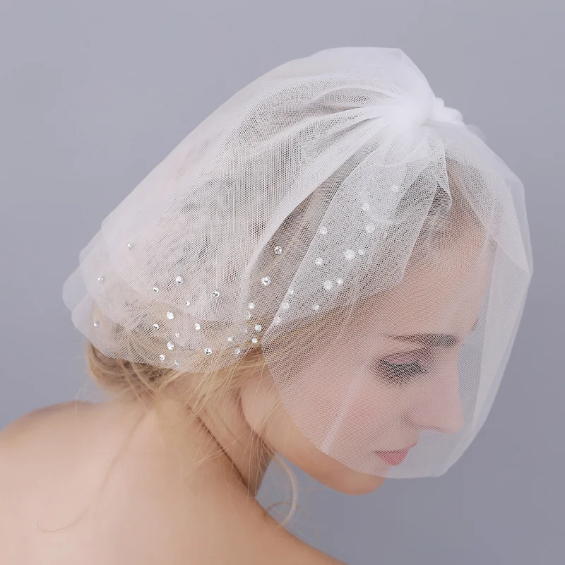 Elegant Romantic Short Beads wedding veils Light Ivory Veil for Wedding Bridal Tulle in High Quality | Свадьбы и торжества