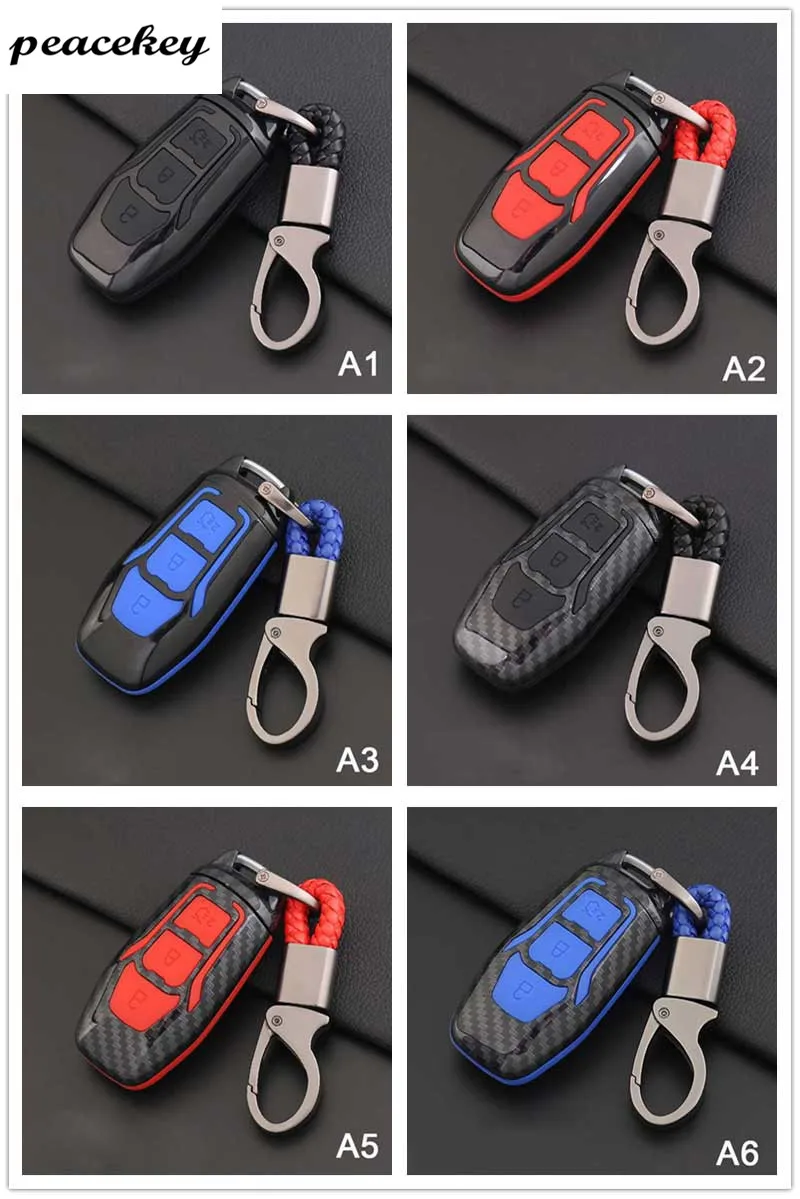 A Карбоновый силиконовый защитный чехол для ключей для Ford Escort Mondeo Everest Ranger Fusion Auto Key Shell - Название цвета: A