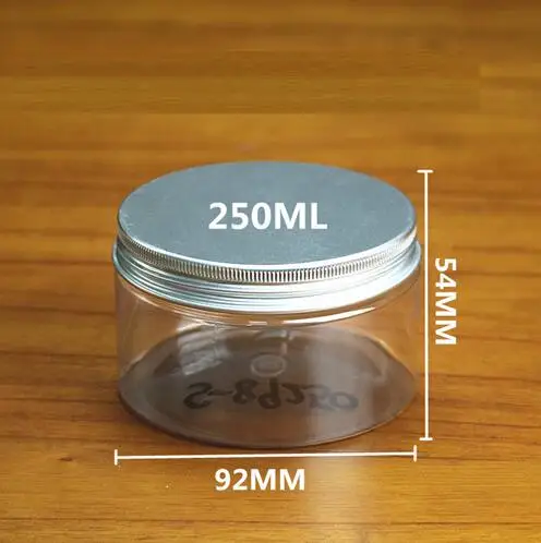 with aluminum lid Sedorate 30 шт./лот, прозрачное хранение для домашних животных, пластиковые банки с пластиковой алюминиевой крышкой, 250 мл, косметическая маска, контейнер, чехол YST001 - Цвет: with aluminum lid
