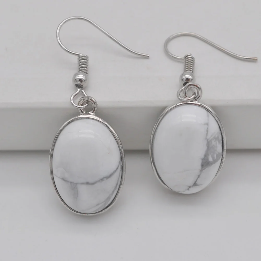 Серьги с белым камнем Howlite овальные бусины ювелирные изделия T257 | Украшения и