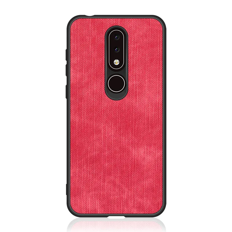 Red SRHE для Nokia X6 чехол для Nokia 6,1 Plus из искусственной кожи и джинсовой ткани, мягкое Силиконовое полное заднее покрытие для Nokia X6 TA-1099 - Цвет: Red