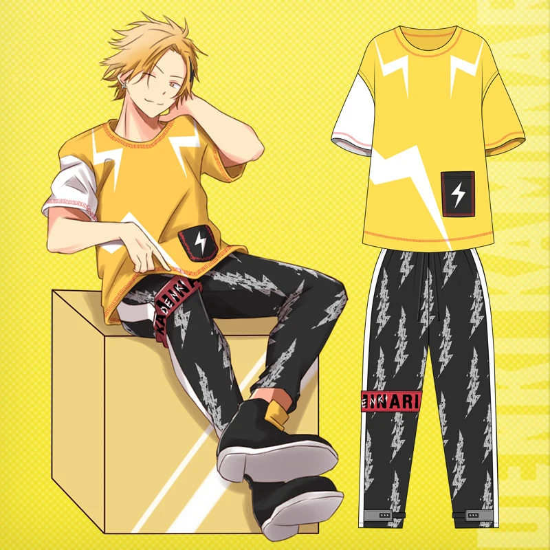 Футболка для косплея Kaminari Denki летняя футболка с коротким рукавом и штаны модная