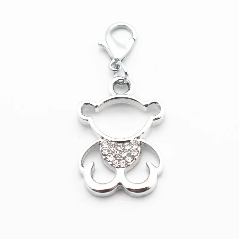 Подвеска в виде медведя из серебряного сплава с кристаллами 20 шт./лот|Шармы| |