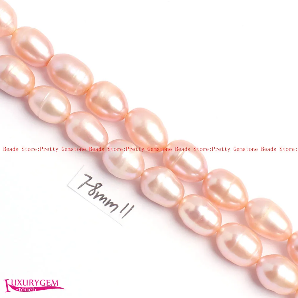 Pink Color 7-8 мм Многоцветный натуральный пресноводный жемчуг овальной формы DIY драгоценные камни свободные бусины нить 1" Изготовление ювелирных изделий wj421 - Цвет: Pink Color