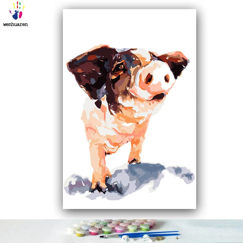 DIY colorings pictures by numbers with colors Watercolor zodiac animals picture drawing painting framed Home | Дом и сад