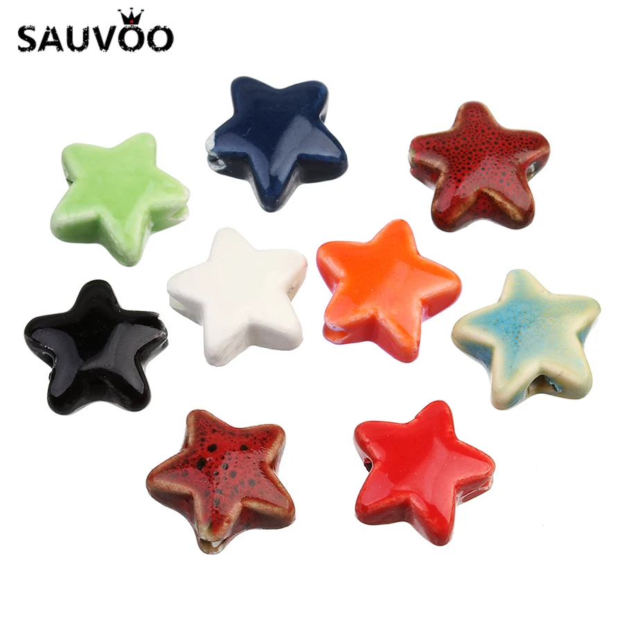 Большие керамические шармы SAUVOO 20 шт. 8 цветов 14 мм для браслетов ожерелий