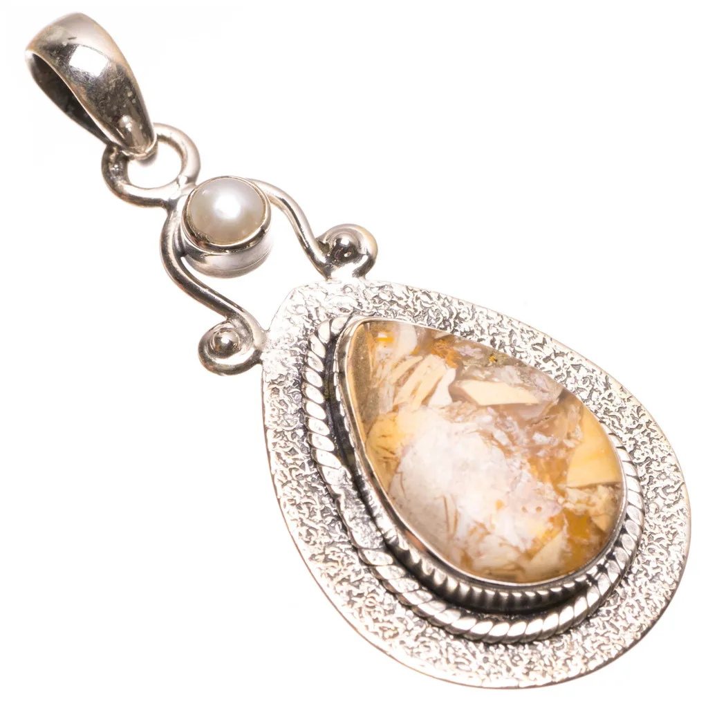 Подвеска серебряная в стиле панк с натуральным речным жемчугом 2 дюйма S1091 |