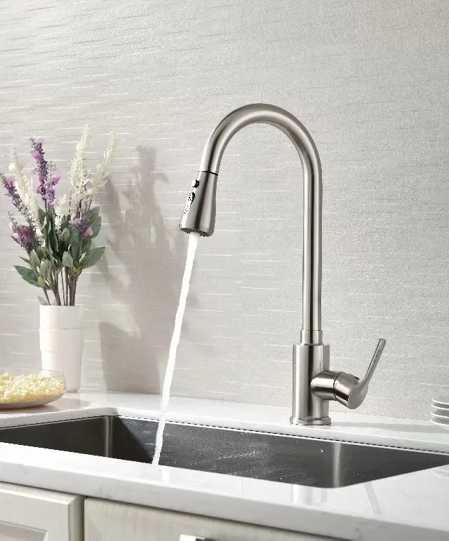 Матовый никелевый цветной выдвижной кухонный распылительный кран смеситель