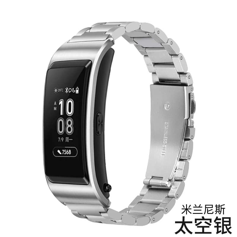 Silver 2 18 мм ремешок из нержавеющей стали для huawei TalkBand B5 Цельный металлический ремешок для часов, Миланская петля сменный ремешок Talk Band B5 браслет - Цвет: Silver 2
