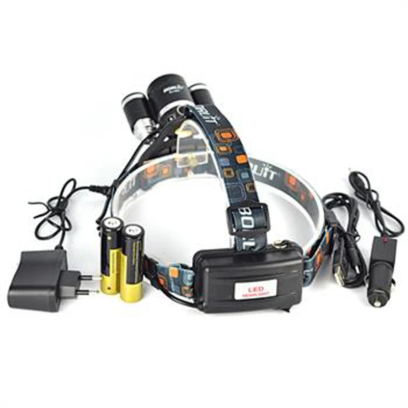 BORUIT 6000LM 3x XM L T6 светодиодный налобный фонарь + 2X 18650 зарядное устройство для