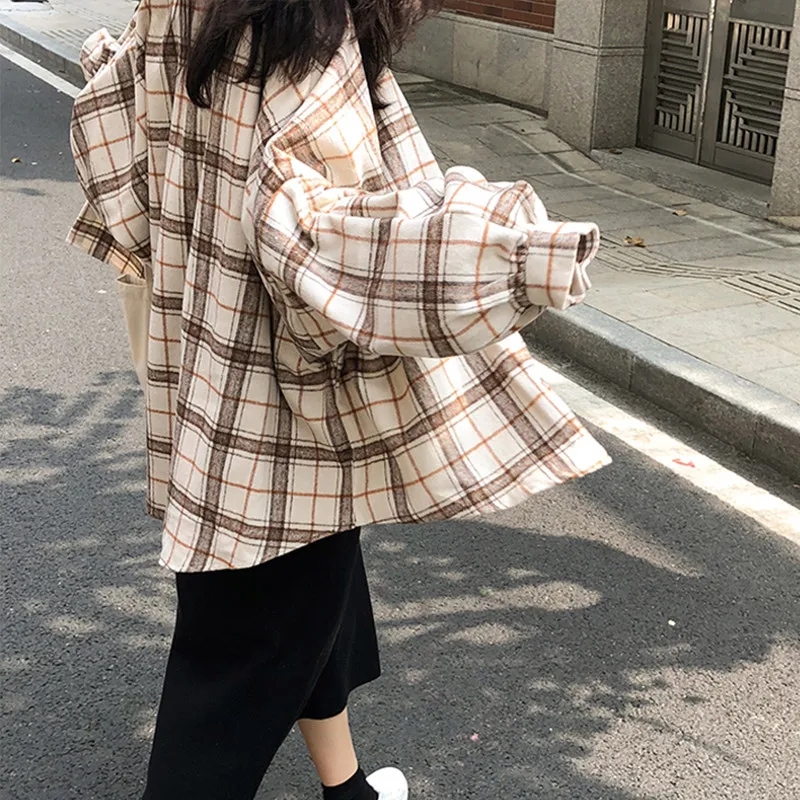 Shirts Loose Harajuku Korean Style Fashion Women New Single Breasted BF School Students Long Sleeve Womens Shirt Daily Q357 |
