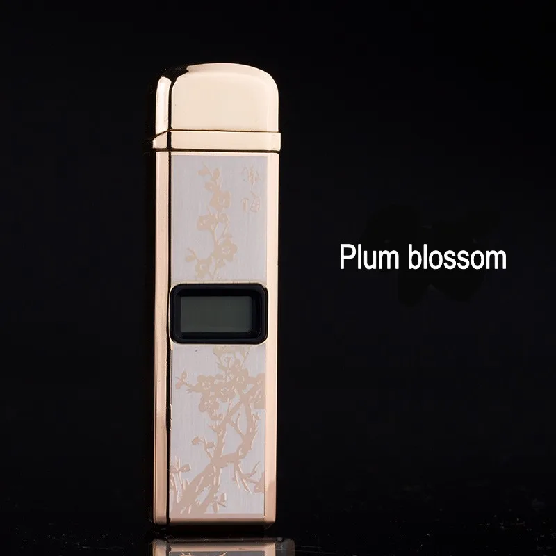 Plum blossom Бренд SDIN мини Новинка сигарета USB Зажигалка бездымный Электрический прикуриватель для сигар умный дисплей дуга импульсный Ligthers ветрозащитный - Цвет: Plum blossom