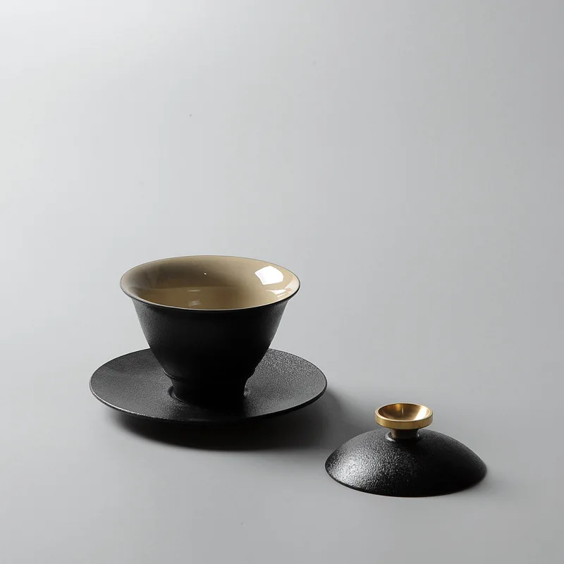 Набор черных керамических чашек Gaiwan в античном стиле набор чайных Tureen Ceremony для