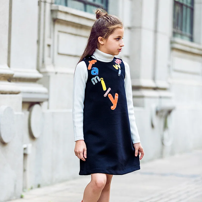 W.L.MONSOON/Детские платья для девочек Одежда с вышитыми буквами Коллекция 2021 года