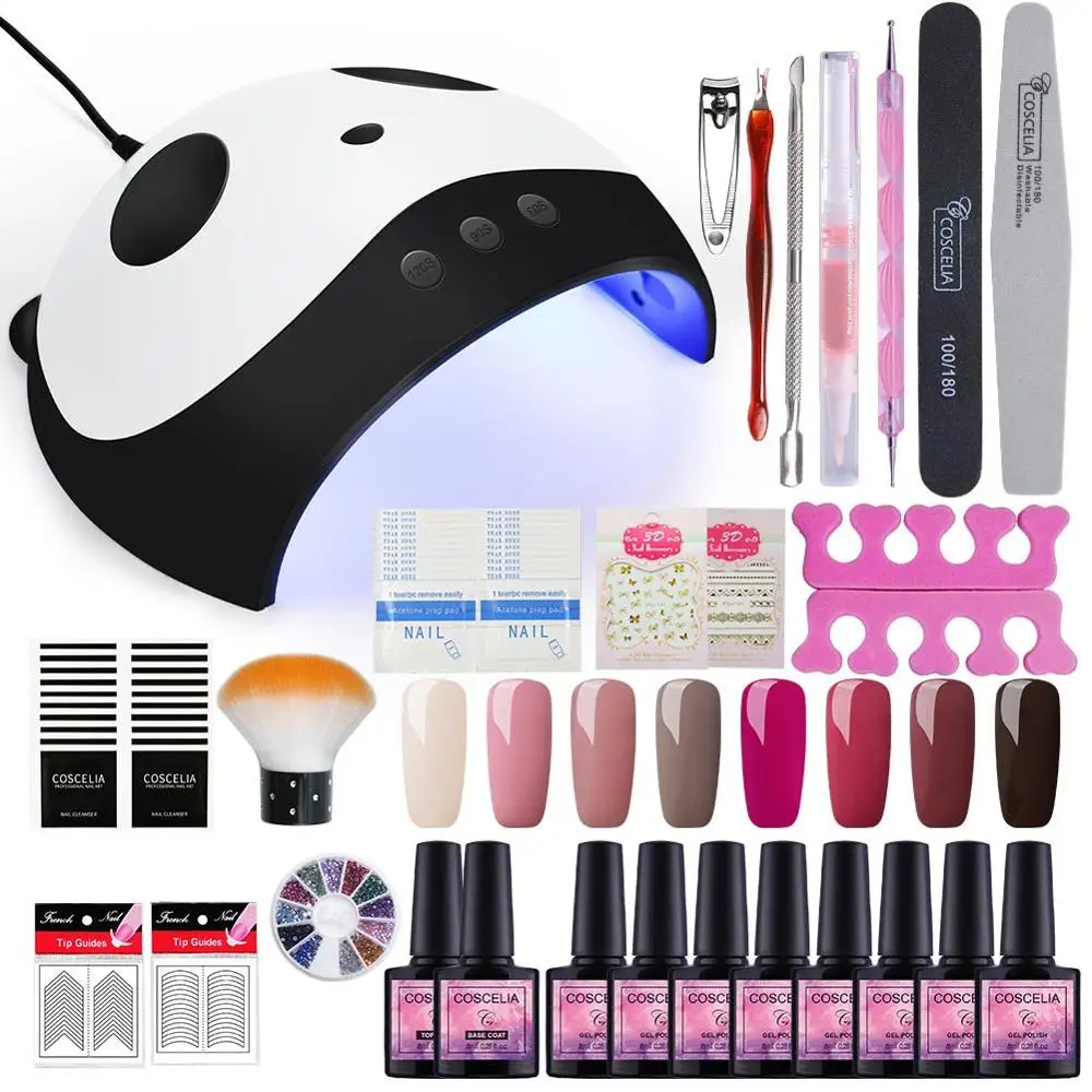 8psc Gel Kit Маникюрный набор с 36 Вт УФ светодиодный светильник Сушилка полный 40 цветов Набор для ногтей инструменты для маникюра Набор гель-лаков для ногтей все для маникюра - Цвет: 8psc Gel Kit