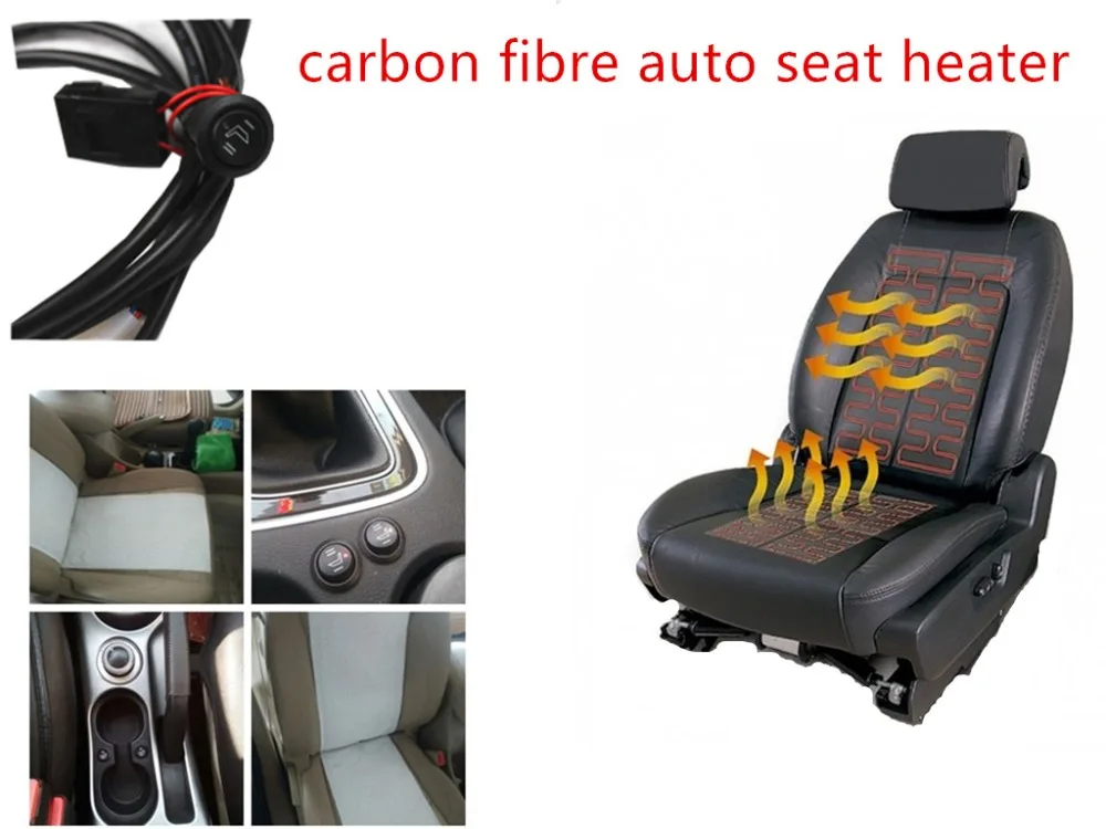 

Seat heater switch with seat cushion pad carbon fiber for one seat heater install heating 12V for decoration room heating
