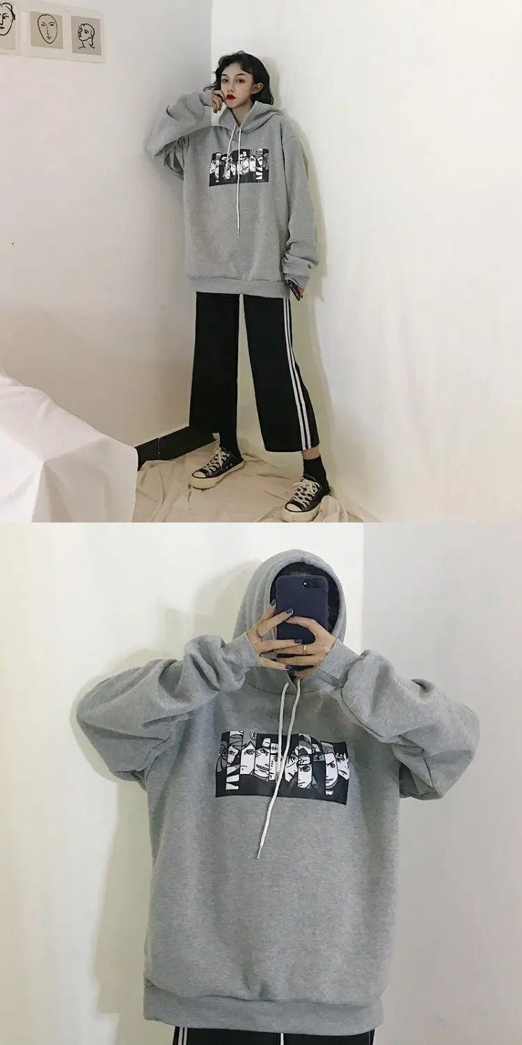 Sudadera Mujer Harajuku модные женские туфли Толстовки корейский Ulzzang Винтаж флис с длинным рукавом толстовки с капюшоном топы