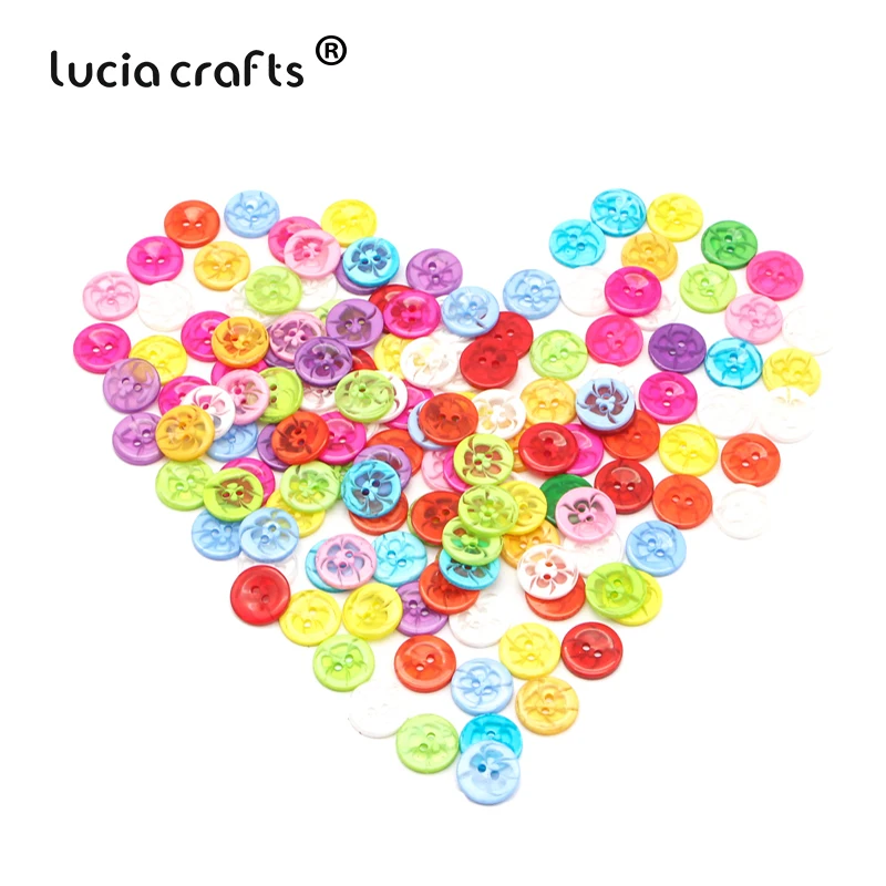 Lucia crafts 50 шт/100 шт 14 мм цветные круглые цветы из смолы 2 отверстия кнопки для