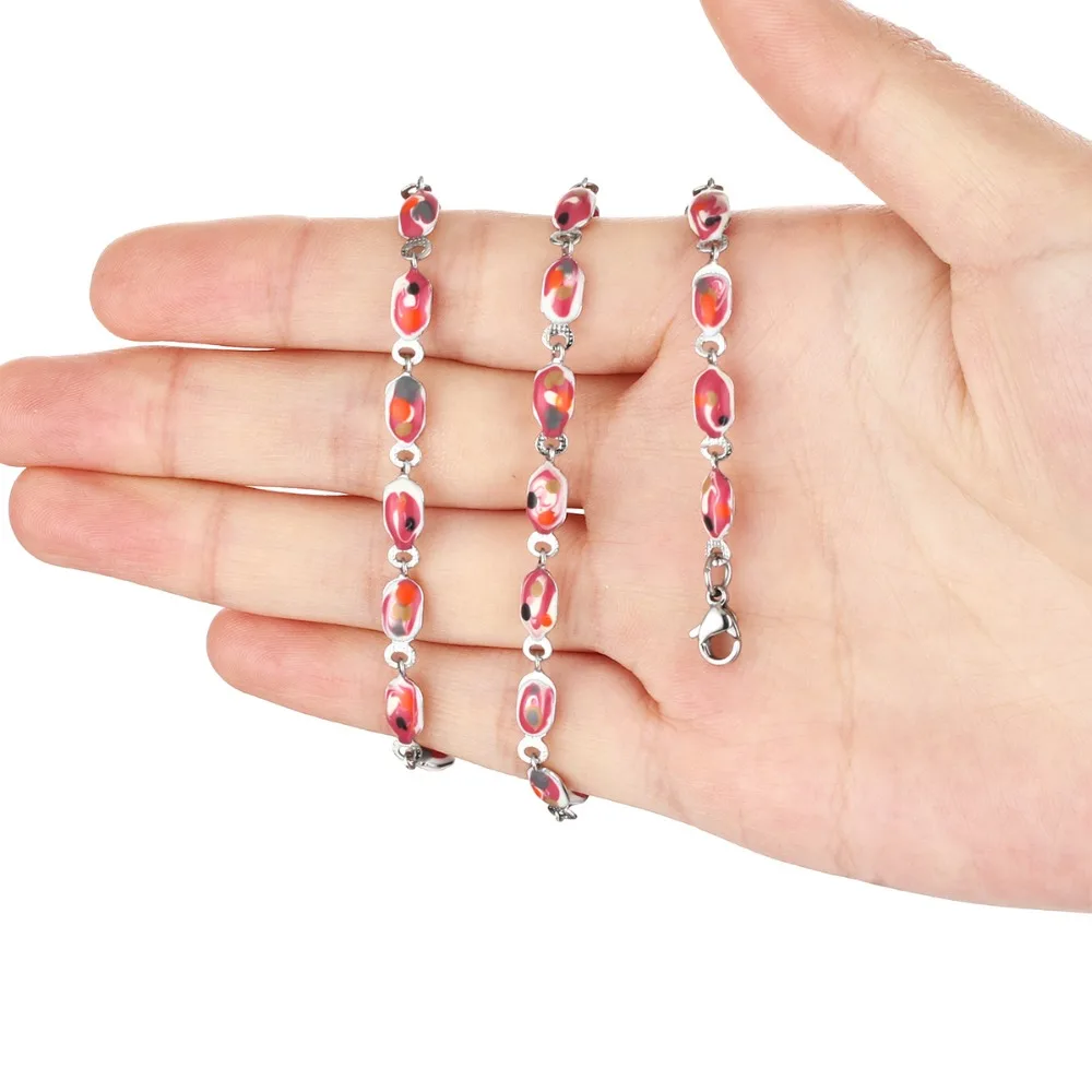 Цепочка Из Нержавеющей Стали с эмалью и бусинами стильное ожерелье чокер для