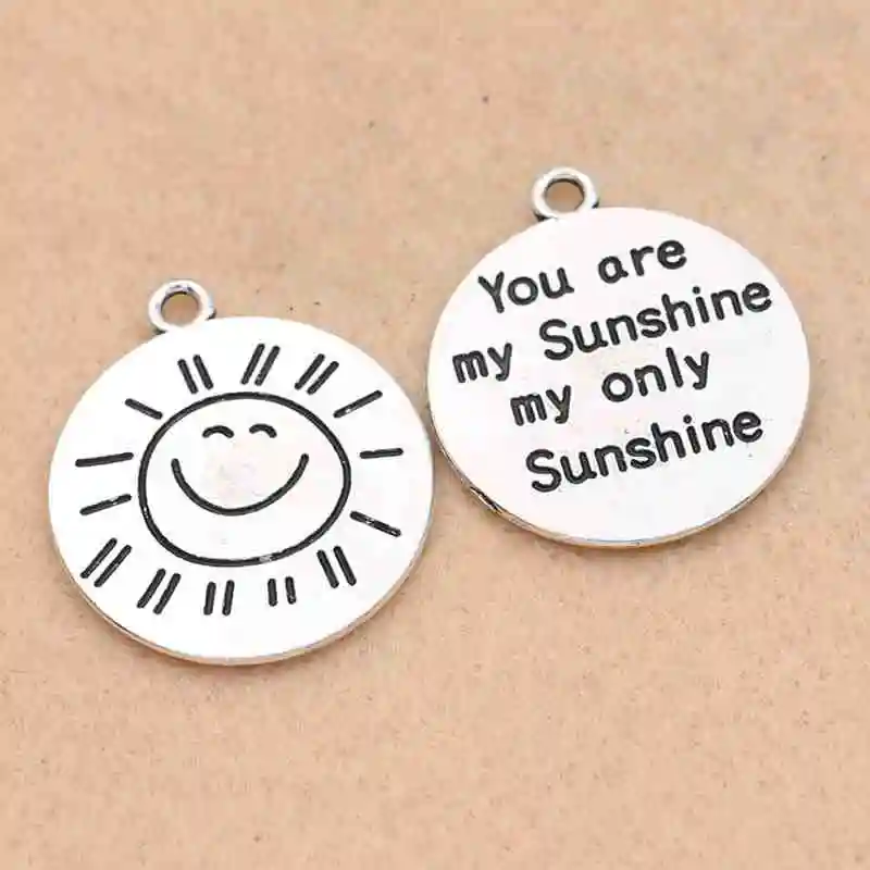 Kjjeel античный посеребренный кулон с подвеской I Love You Infinity Sunshine подходит для браслетов аксессуары для изготовления ювелирных изделий DIY 25 мм - Окраска металла: silver sunshine