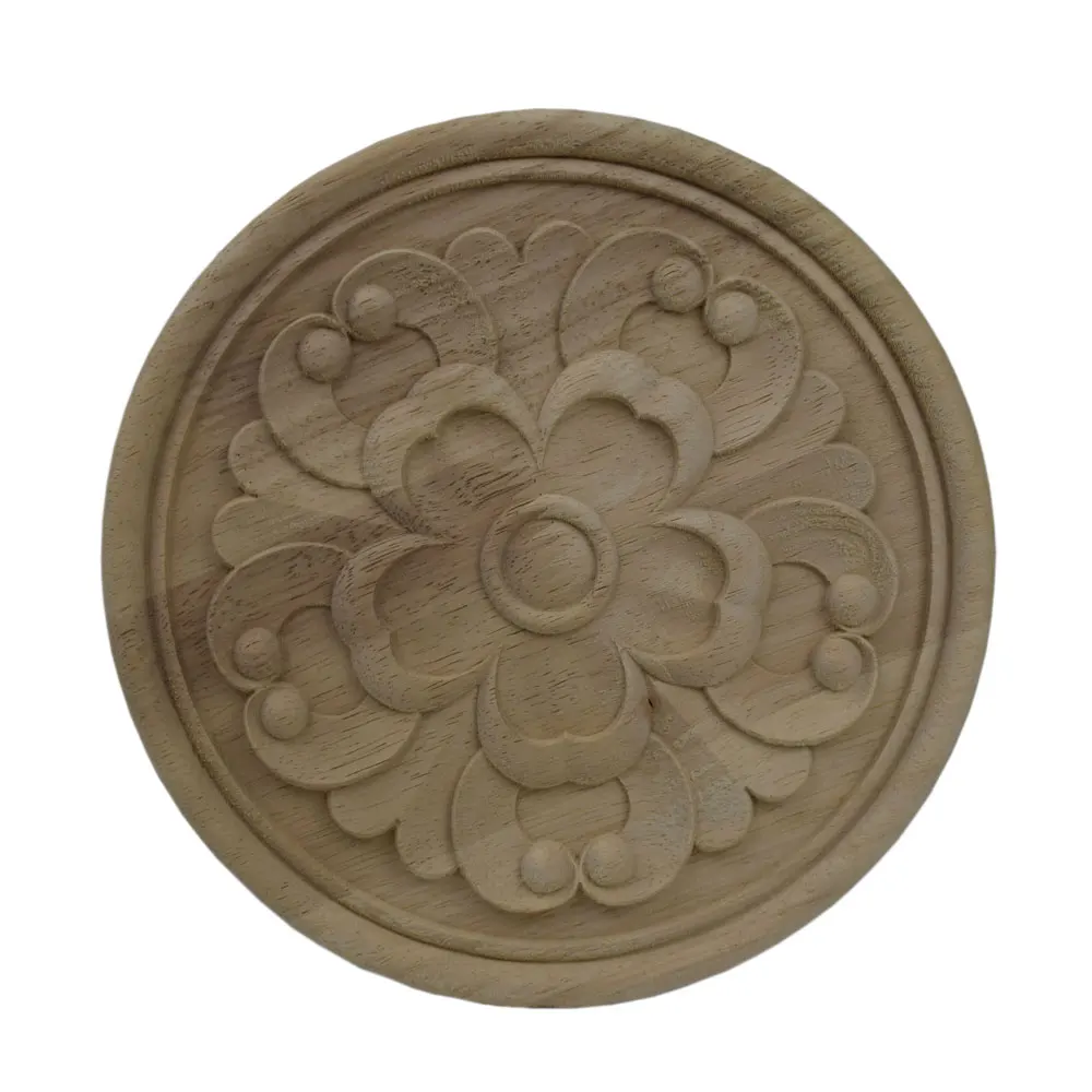 

Деревянная Резьбовая рама с аппликацией для мебели, дверная кровать шкафа, домашний декор из дерева, фигурка с цветочным узором, миниатюрно...