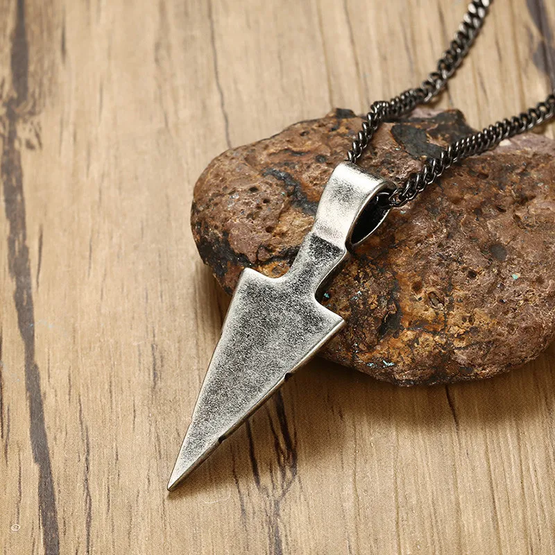 Vnox Vintage Rock Striking Men's Spearhead Arrowhead Pendant Necklace for Men Special Surf Bike Stainless Steel Jewelry | Украшения и