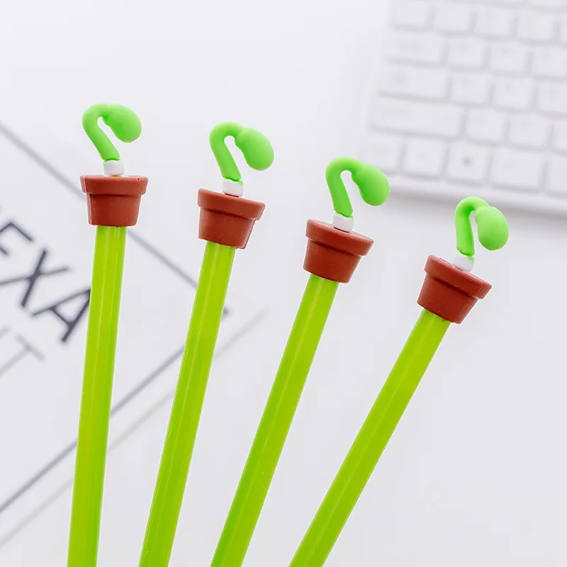 

1 Pcs Kawaii Bean Sprouts Soft Silicone 0.5mm Gel Pens Student Green Stationery Gift School Writing Signing Pens Supplies