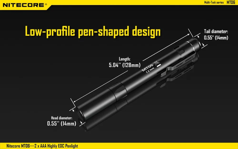 NITECORE MT06 MT06MD светодиодный фонарик для докторов, медицинский фонарик, высокоэффективный, EDC, фонарик, снаряжение, водонепроницаемый, мини, ультра портативный фонарь