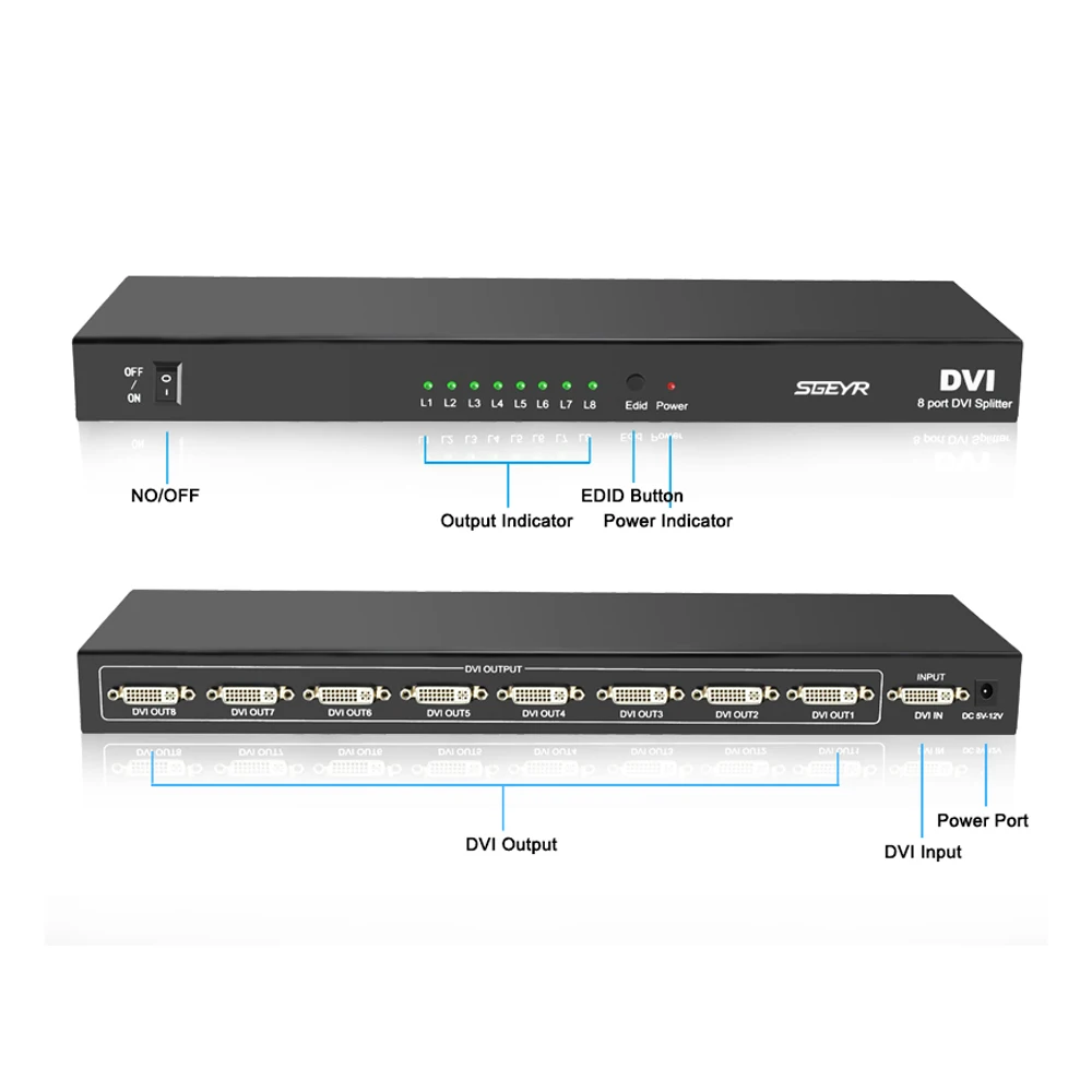 Разветвитель DVI 1x8 SGEYR 8 портов распределительный Дубликатор разветвитель 1 вход