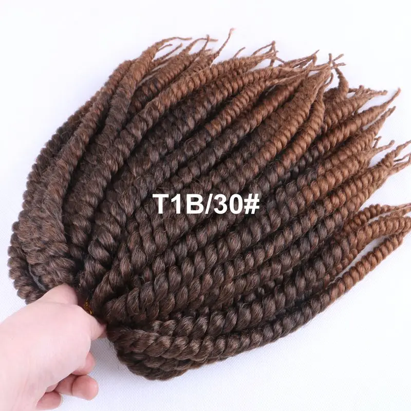 T1B/30 Роскошные для плетения 1" 12 прядей/упаковка 4 пачки/лот Омбре Коричневый Крючком косы Mambo Твист Синтетические волосы для наращивания - Цвет: T1B/30