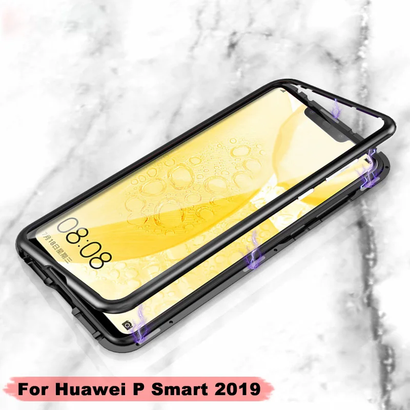 Чехол для Huawei P Smart 2019 Магнитный стеклянный чехол противоударный закаленное