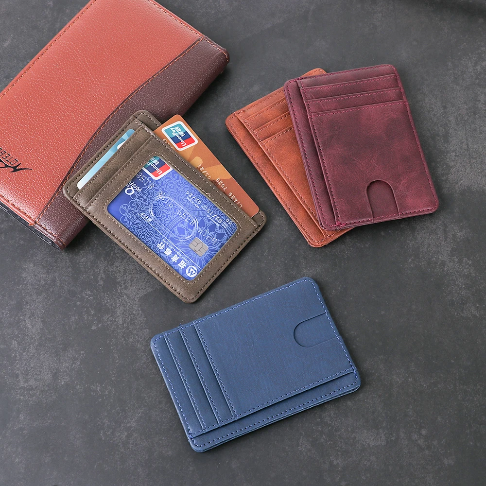 Новый тонкий держатель для Карт RFID блокирующий кошелек из искусственной кожи