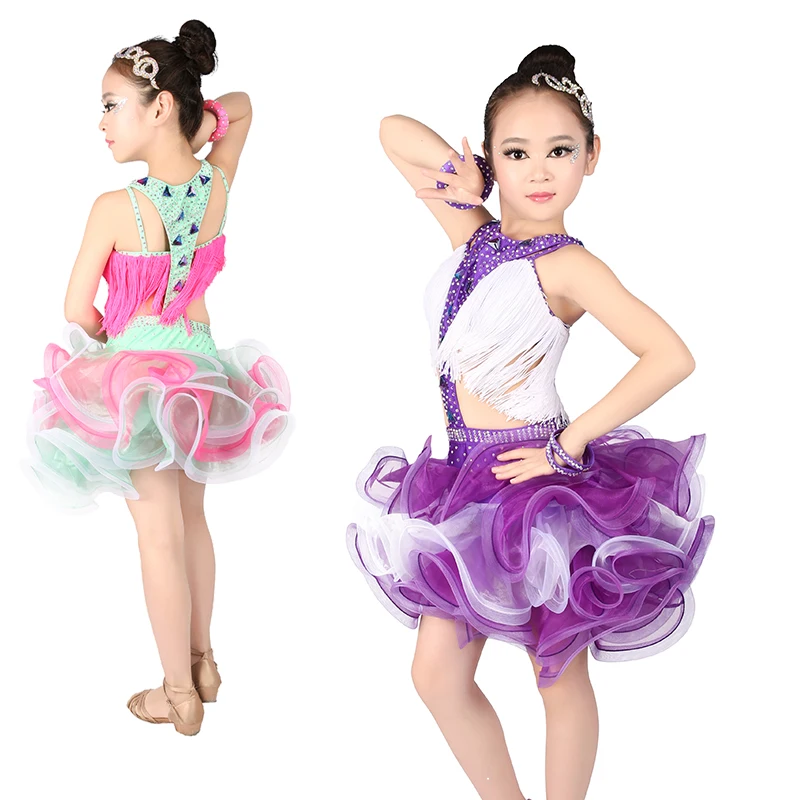 Профессиональные девушки дети для румбы Самба Танго латинское платье танцев