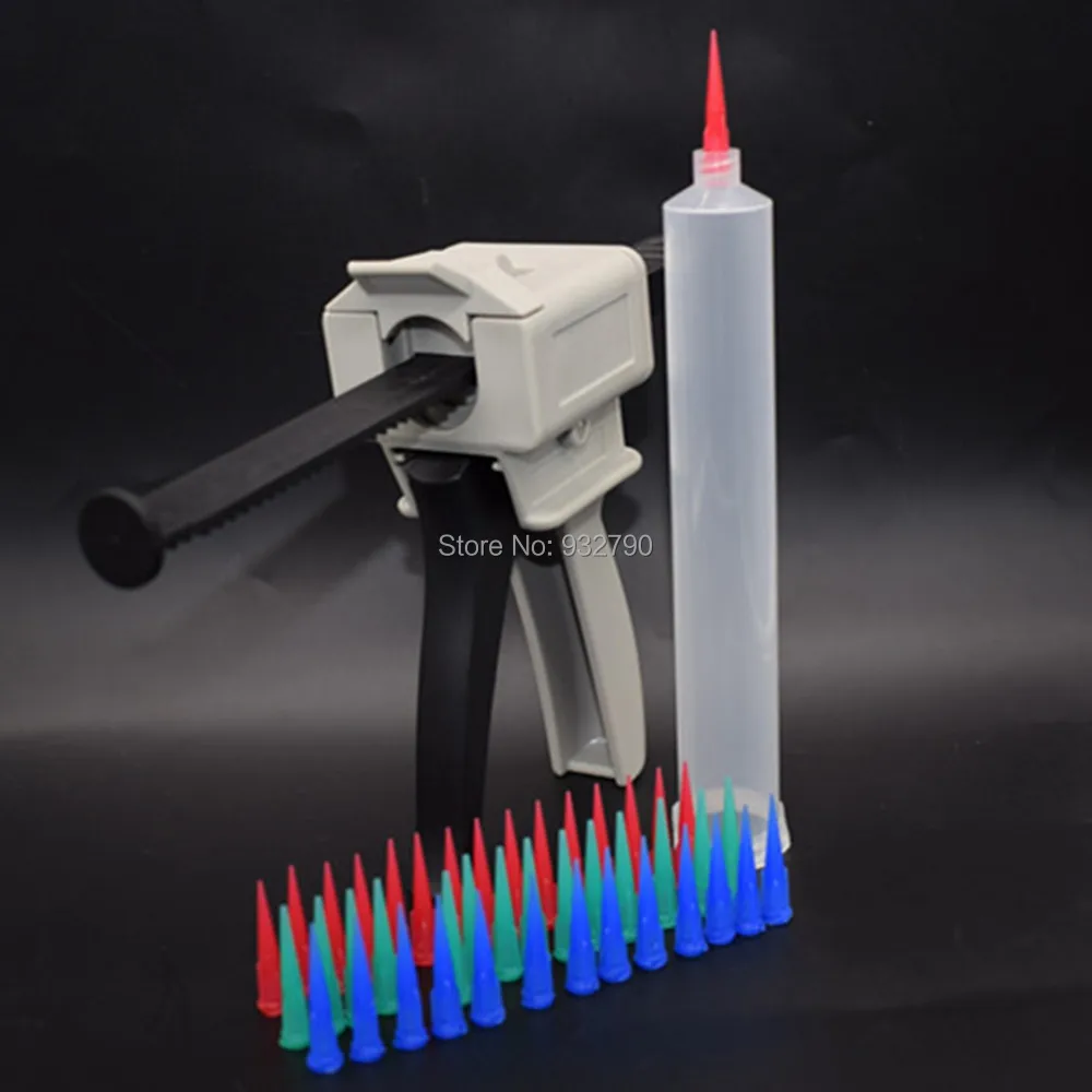 

55cc 55ml Epoxy Adhesive Gun Cartridges Manual Adhesive + Glue Dispensing Syringe + 300pcs 18G 22G 25G Tapered Dispensing Tips