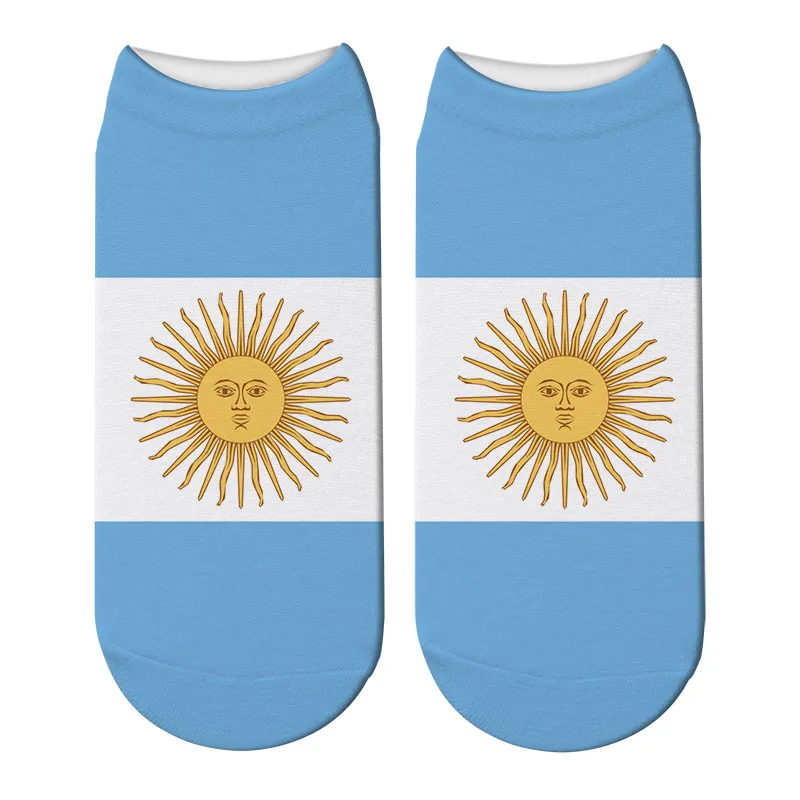 Новые Забавные 3d напечатанный Национальный флаг носки Harajuku Argentina Нью-Йорк носки женские Mardi Gras Fleur короткие носки Calcetines - Цвет: 1