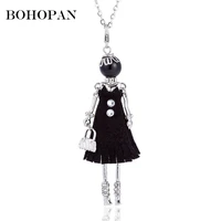 handmade jeweled black dressy doll pendant necklace fashion long chains necklaces women girls fashion jewelry collier femme