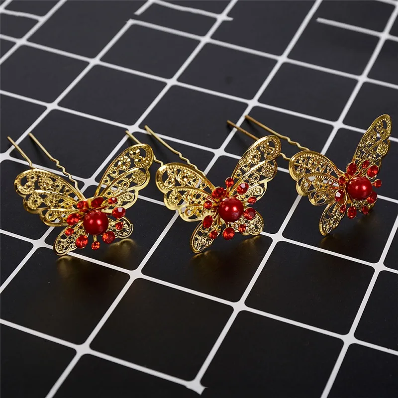 Заколка для волос ручной работы с искусственным жемчугом и кристаллами 20