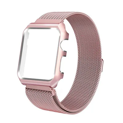 Корпус+ Миланская петля для Apple Watch 38 мм 42 мм 40 мм 44 мм ремешок из нержавеющей стали iwatch series 4 3 2 1 браслет металлический ремешок - Цвет ремешка: rose-pink