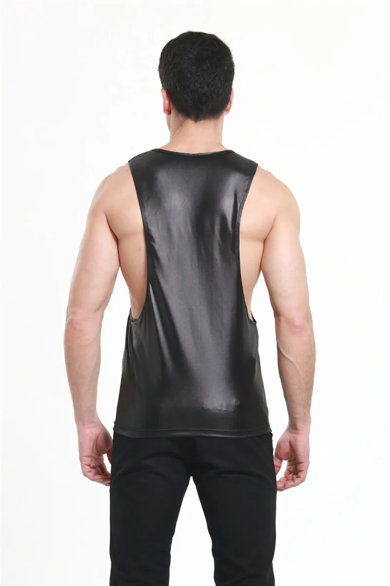 S/M/L Мужской жилет из искусственной кожи черный красный топ на бретелях для мужчин