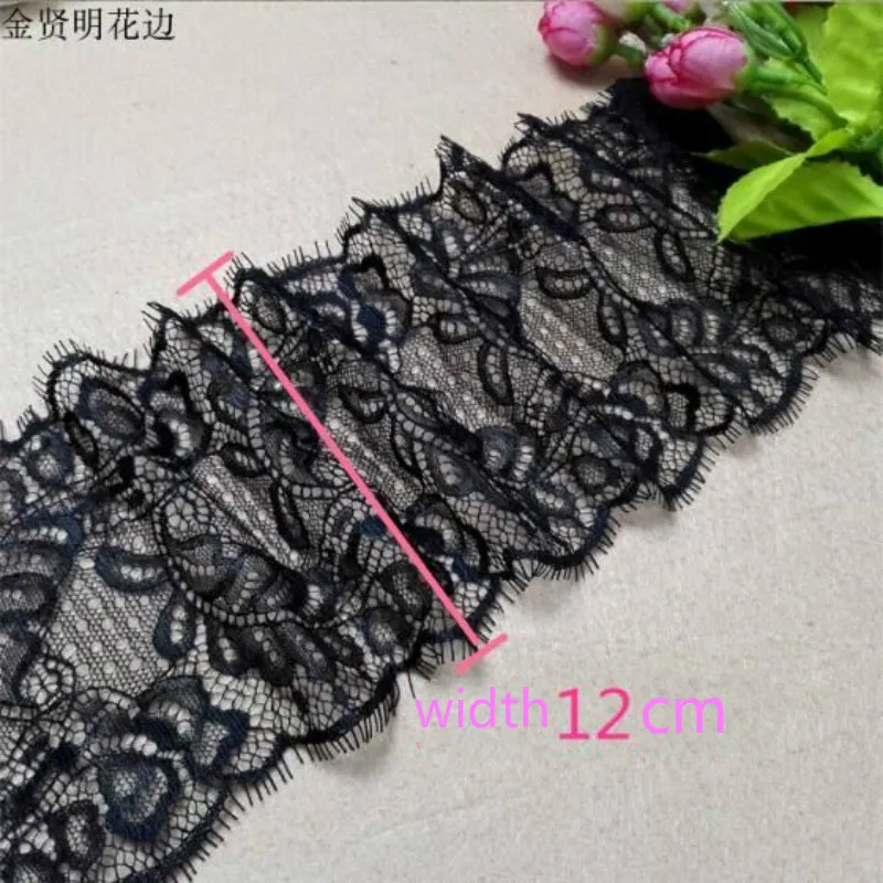 3 ярдов/партия вышитый цветок кружевной ткани ресницы кружевной отделкой Ткань для шитья свадебное платье ремесла