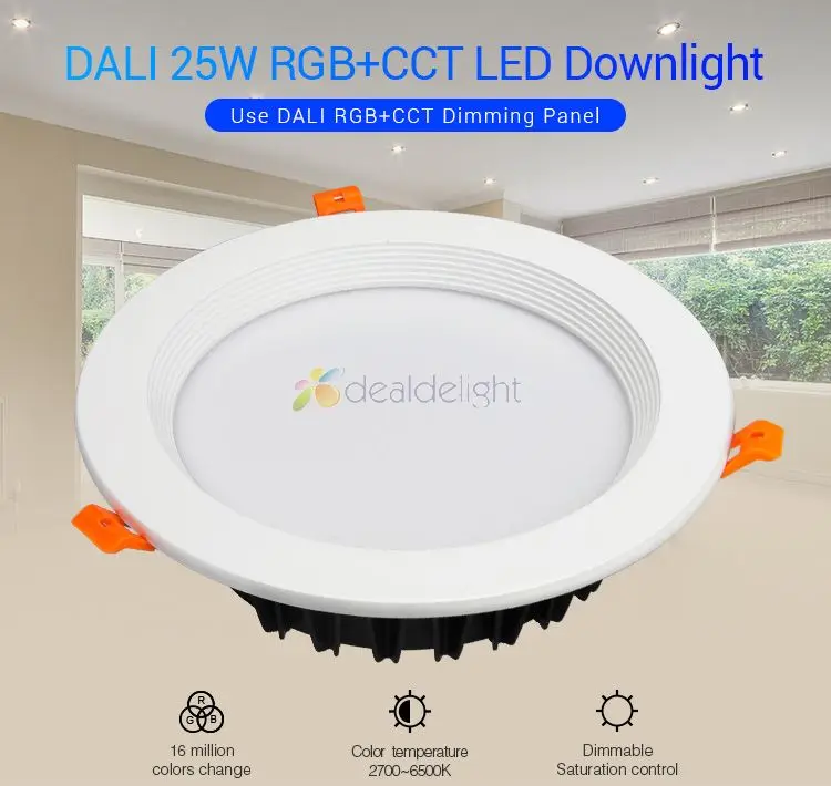Miboxer DALI 25 Вт RGB+ CCT светодиодный светильник DL-DOW25 совместимый DP3 Сенсорная панель DL-POW1 din-рейка DALI автобус блок питания