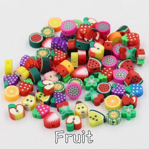Смешанные заказы 50 шт./упак.) Fimo игровое тесто бусины фруктов, животных, квадратная форма Полимерная глина Spacer Бусины для браслетов или бус своими руками аксессуары - Цвет: Fruit
