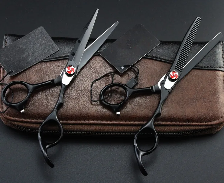 

Customize professional 440c 6 inch black cut hair scissor thinning barber tools cutting shears makas hairdressing scissors set