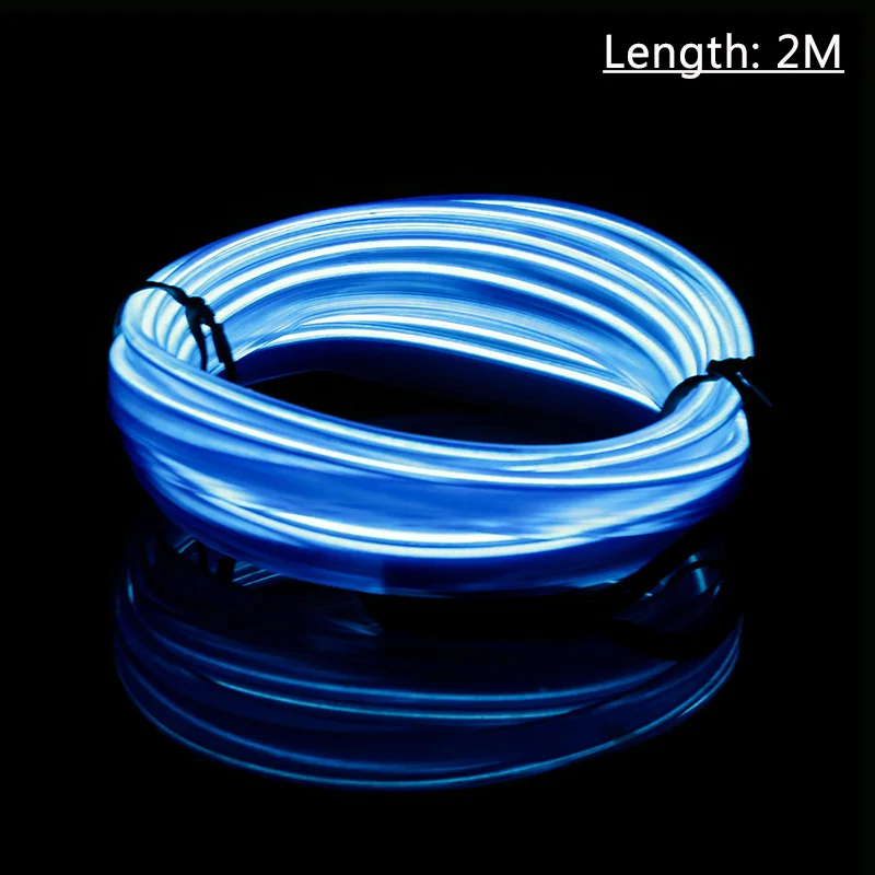 Blue-2m 12 В светодиодные ленты для автомобиля DIY декоративная лента Гибкая неоновая электрическая проволока веревка свет универсальное Внутреннее освещение автомобиля полоса атмосферная лампа Z2 - Испускаемый цвет: Blue-2m