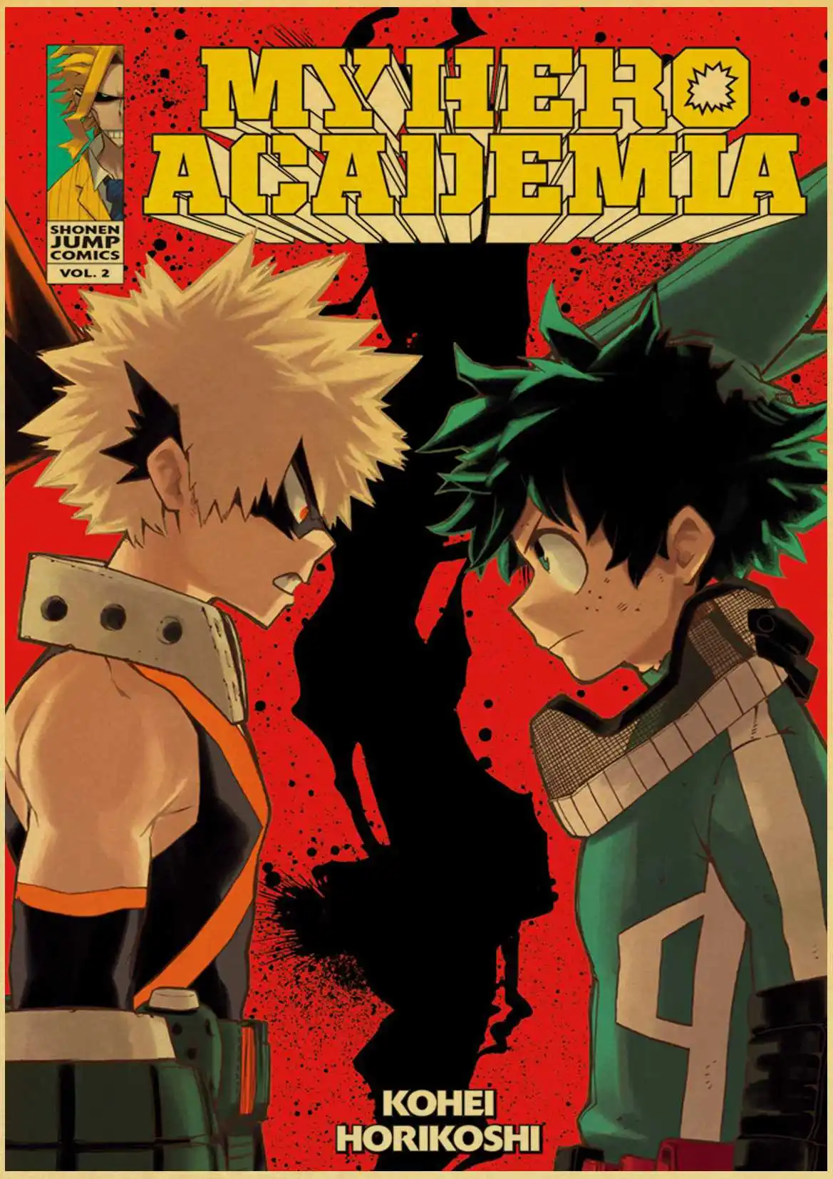 T003 My Hero плакат Academia коричневая печать на крафтовой бумаге настенная живопись Винтажный стиль аниме Ретро плакат Наклейка на стену - Цвет: T003